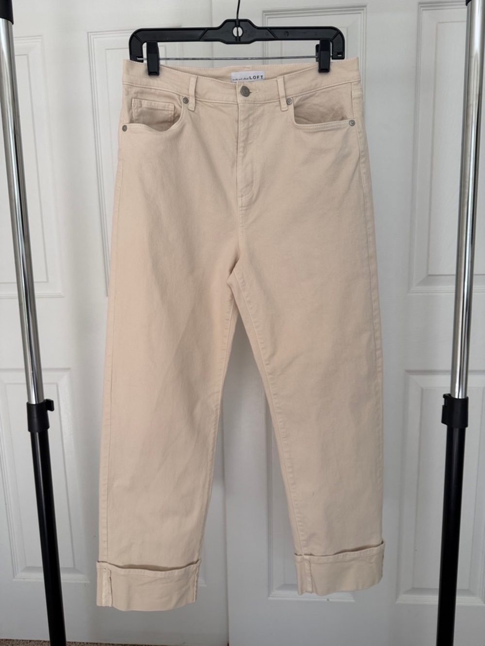 LOFT Women’s Ecru High-Rise Straight Leg Jeans